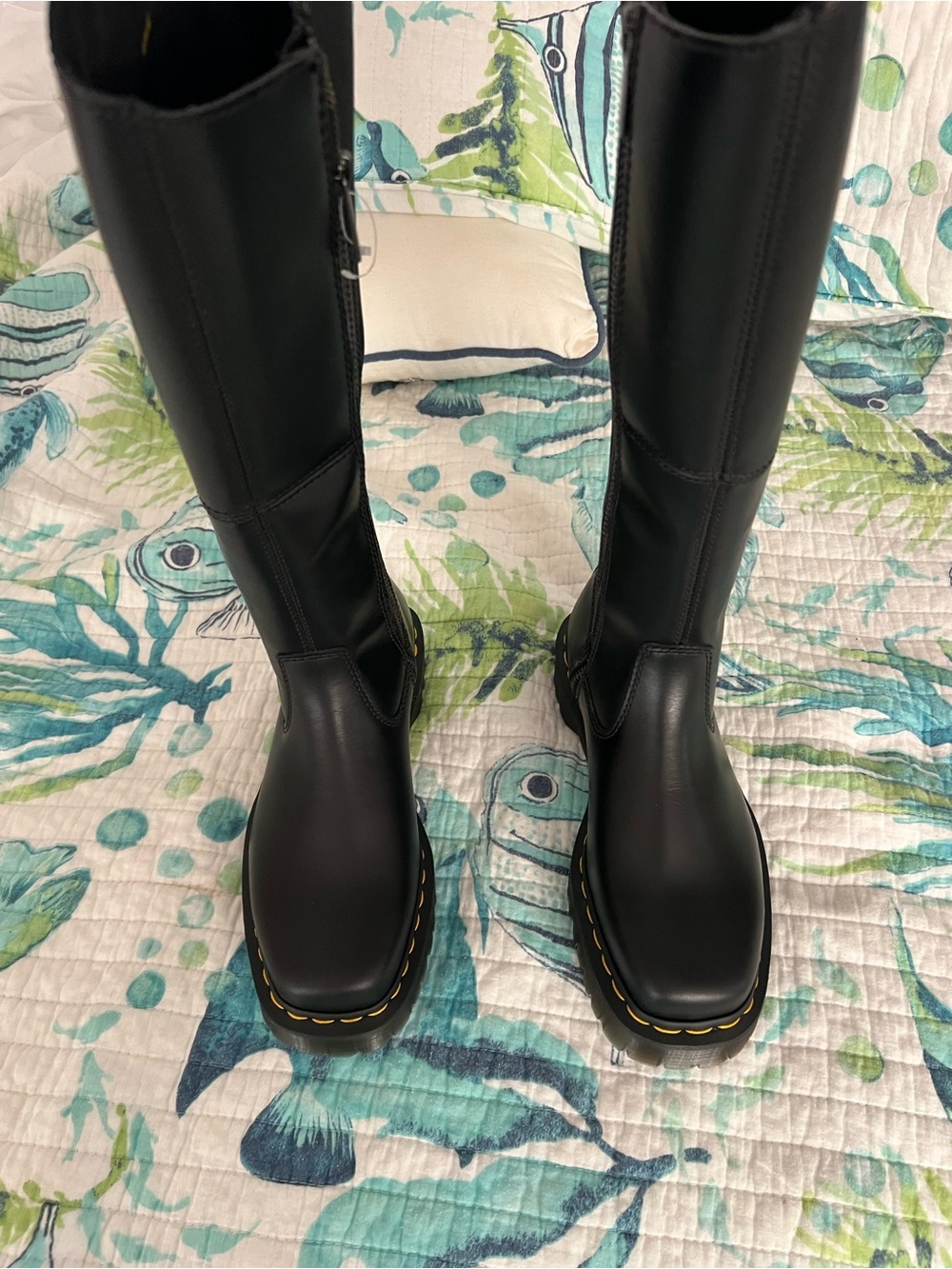 dr martens 1b60 Becca Pisa Black Leather Knee High Boots  Size 7 Eu 38